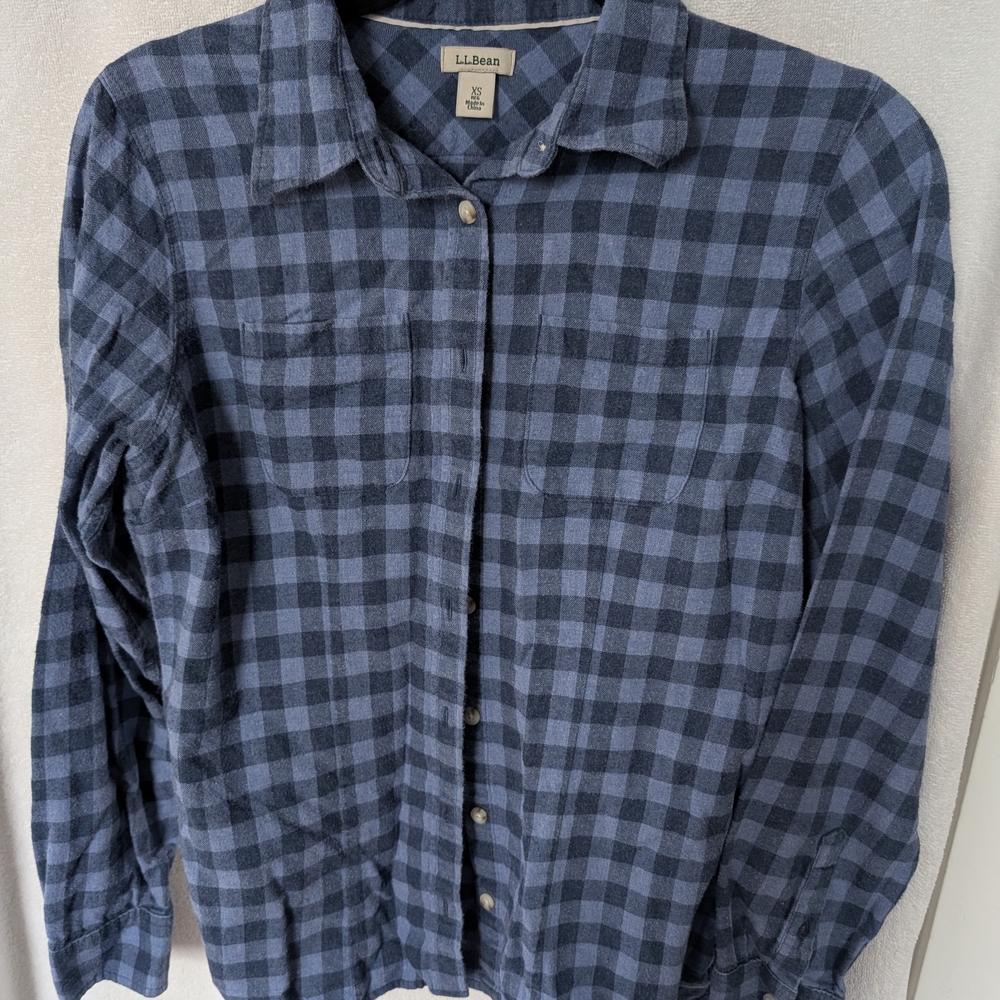 L.L. Bean Blue Plaid Button-Up Shirt